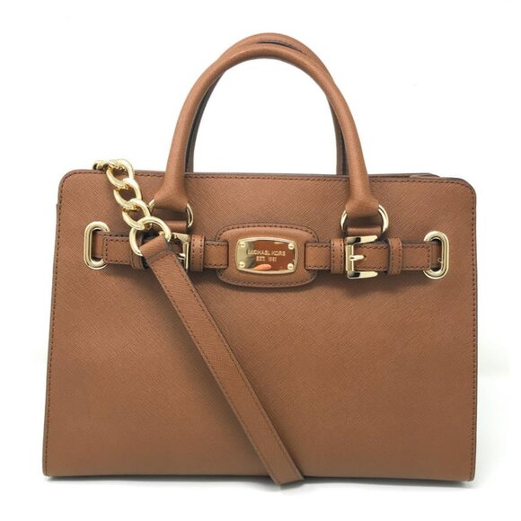 Michael Kors Saffiano Leather Hamilton East West dark khaki satchel shoulder bag - Picture 1 of 10